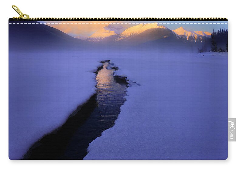 Banff Zip Pouch featuring the photograph Foggy Winter Days in Banff by Dan Jurak