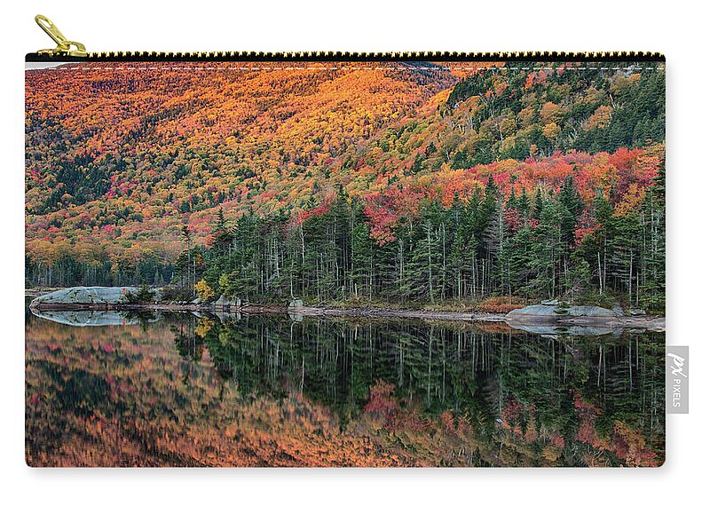 Beaver Pond Zip Pouch featuring the photograph foliage at dawn on Beaver pond by Jeff Folger