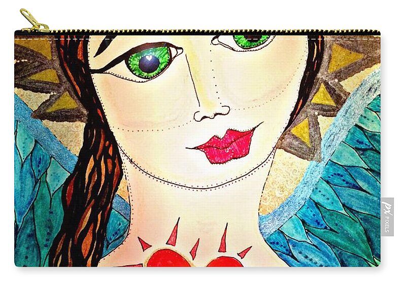 Athena Zip Pouch featuring the painting Folk Athena by Christine Paris