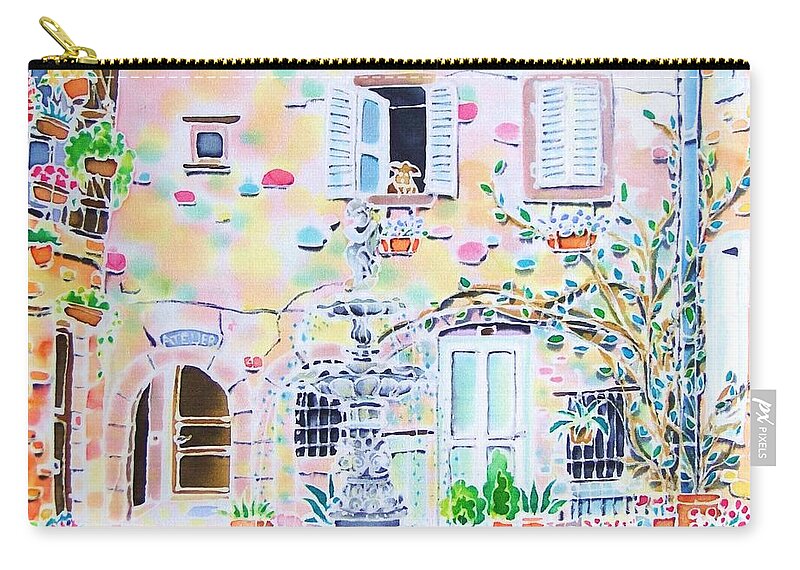Fountain Zip Pouch featuring the painting Fontaine by Hisayo OHTA