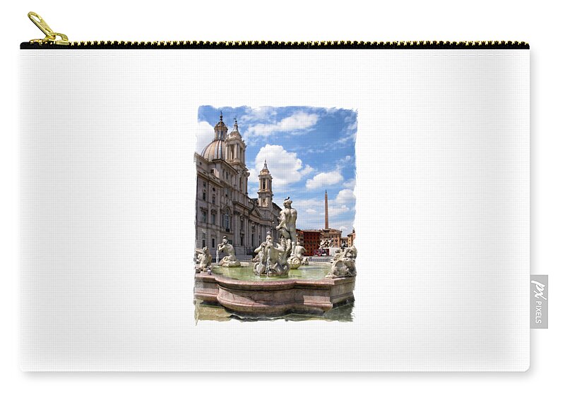 Fontana Del Moro.rome Zip Pouch featuring the photograph Fontana del Moro.Rome by Jennie Breeze
