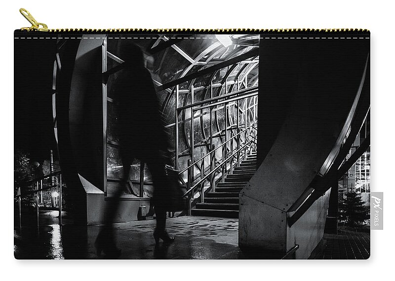 Street Photography Zip Pouch featuring the photograph Footbridge Blur by John Williams