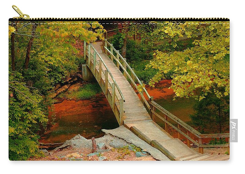 Autumn Carry-all Pouch featuring the photograph Footbridge into Autumn by Stacie Siemsen