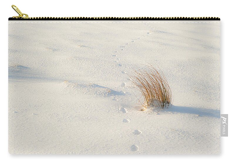 Winter Zip Pouch featuring the photograph Footprints and Reeds i by Helen Jackson