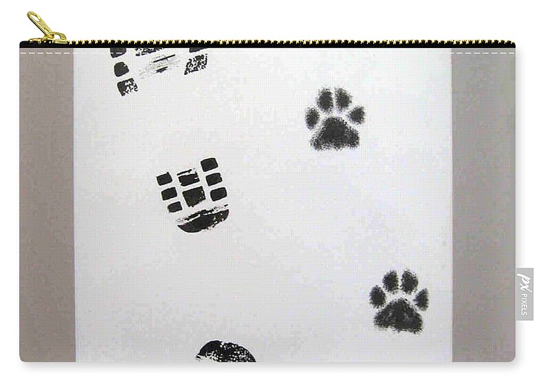 Footprints Zip Pouch featuring the drawing Footprints- Friends by Dragica Micki Fortuna