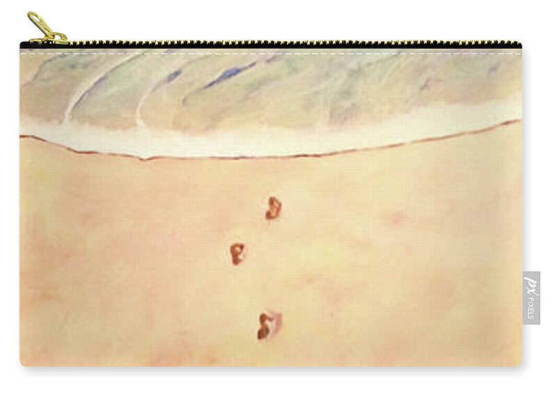 Landscape Carry-all Pouch featuring the painting Footprints in the Sand by Donna Tucker