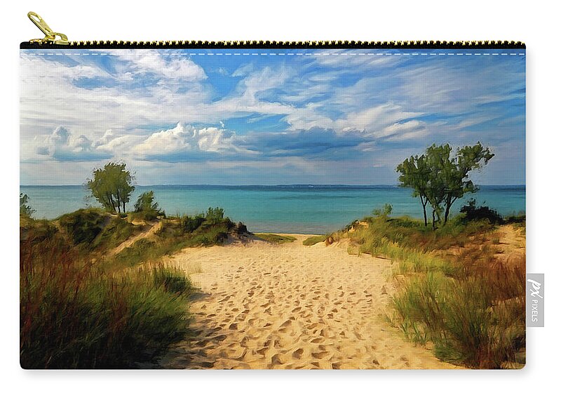 Footprints Zip Pouch featuring the painting Footprints In The Sand P D P by David Dehner