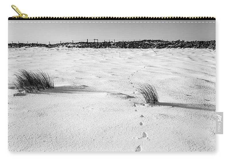 Snow Zip Pouch featuring the photograph Footprints in the Snow i by Helen Jackson