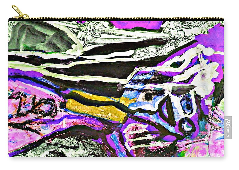 Katerina Stamatelos Art Zip Pouch featuring the painting For Xenia-5 by Katerina Stamatelos