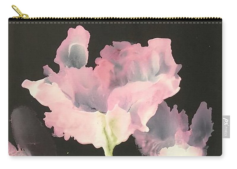 Peach Wild Flowers Zip Pouch featuring the painting For You by Tommy McDonell