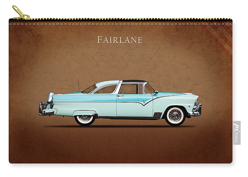 Ford Fairlane Crown Victoria Zip Pouch featuring the photograph Ford Fairlane 1955 by Mark Rogan