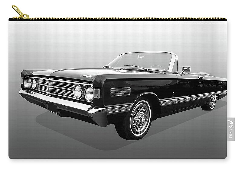 Ford Mercury Zip Pouch featuring the photograph Ford Mercury Park Lane 1966 Black and White by Gill Billington