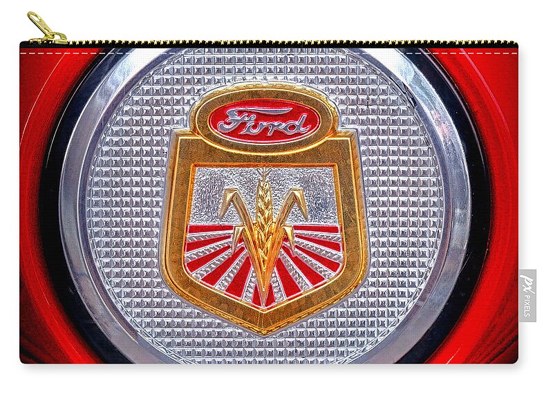 Ford Zip Pouch featuring the photograph Ford Tractor Badge by Olivier Le Queinec
