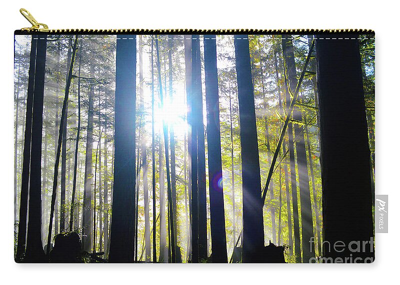 Forest Zip Pouch featuring the photograph Forest Light Rays by Brian O'Kelly