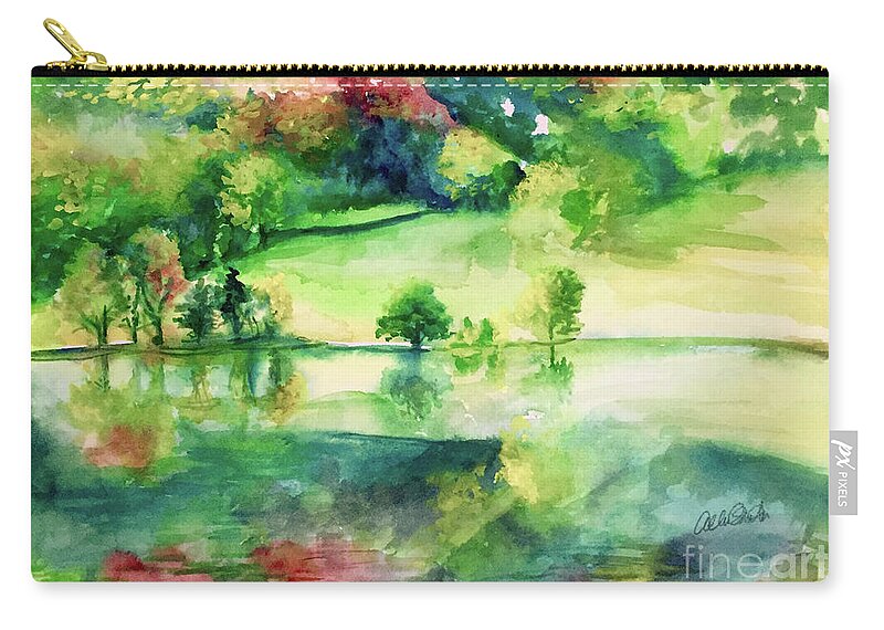 Forest Zip Pouch featuring the painting Forest of Dreams by Allison Ashton