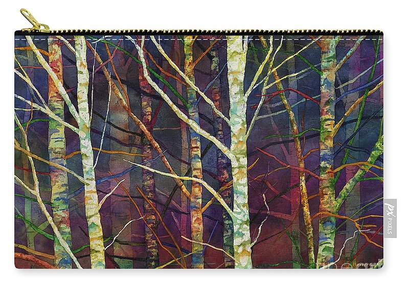 Birch Zip Pouch featuring the painting Forest Rhythm by Hailey E Herrera