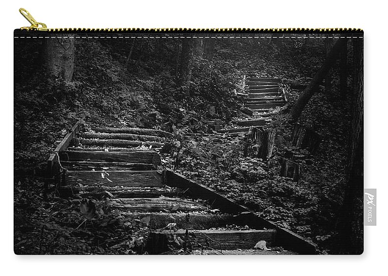 Landscape Zip Pouch featuring the photograph Forest Stairs by Scott Norris