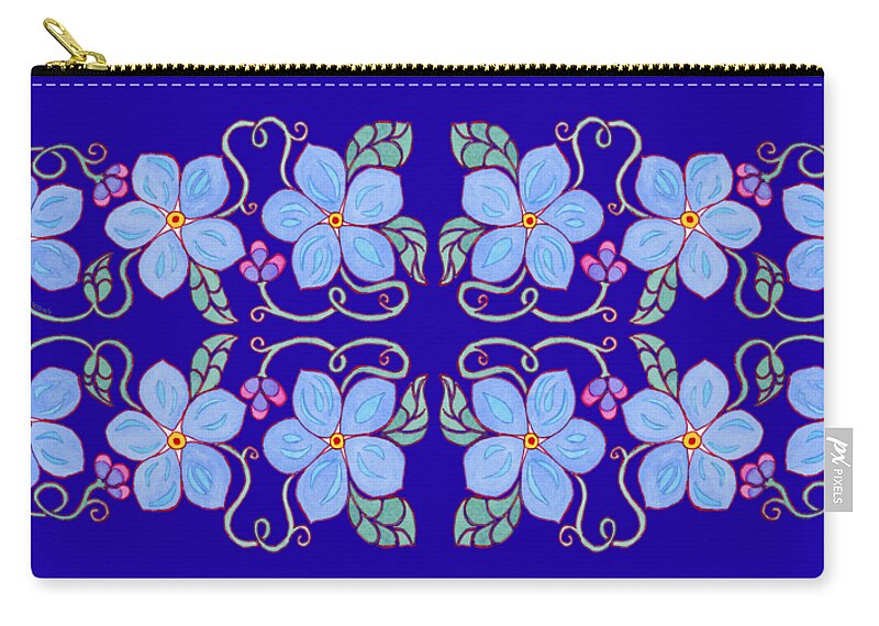 Forget Me Not Garland Zip Pouch featuring the painting Forget Me Not Garland by Teresa Ascone