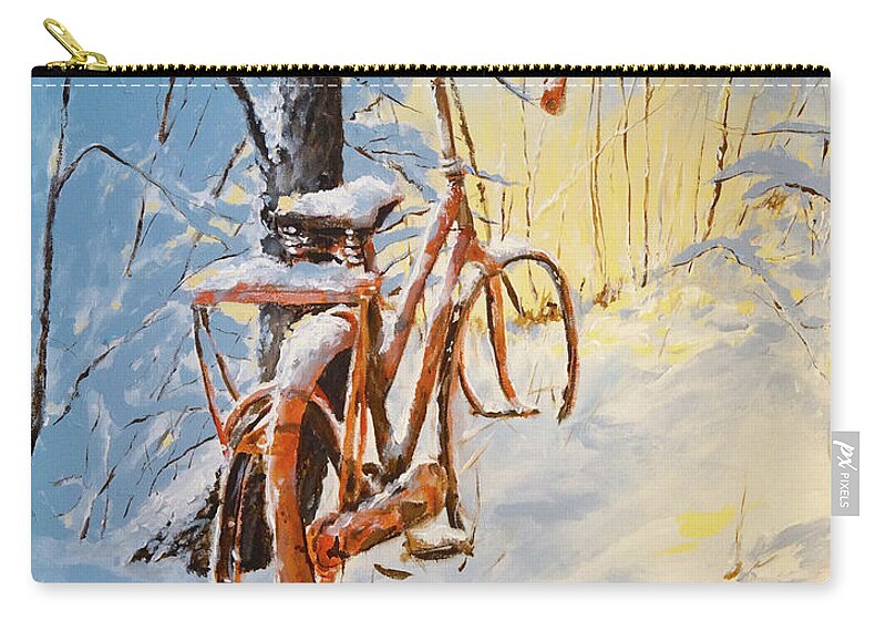 Snow Zip Pouch featuring the painting Forgotten by Alan Lakin