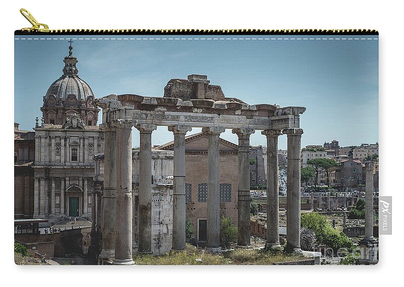 Foro Zip Pouch featuring the photograph Foro Romano, Rome Italy 3 by Perry Rodriguez