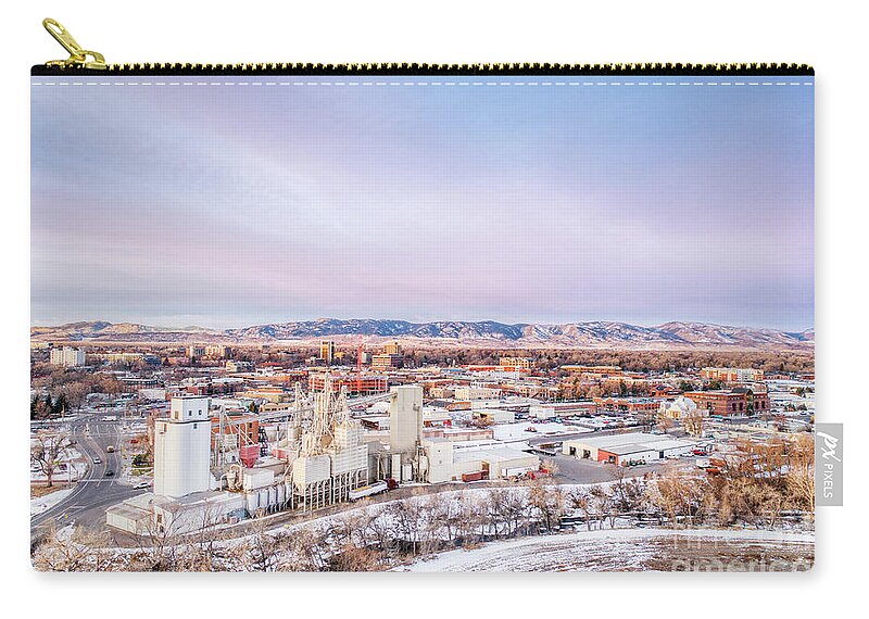 Colorado Zip Pouch featuring the photograph Fort Collins aeiral cityscape by Marek Uliasz