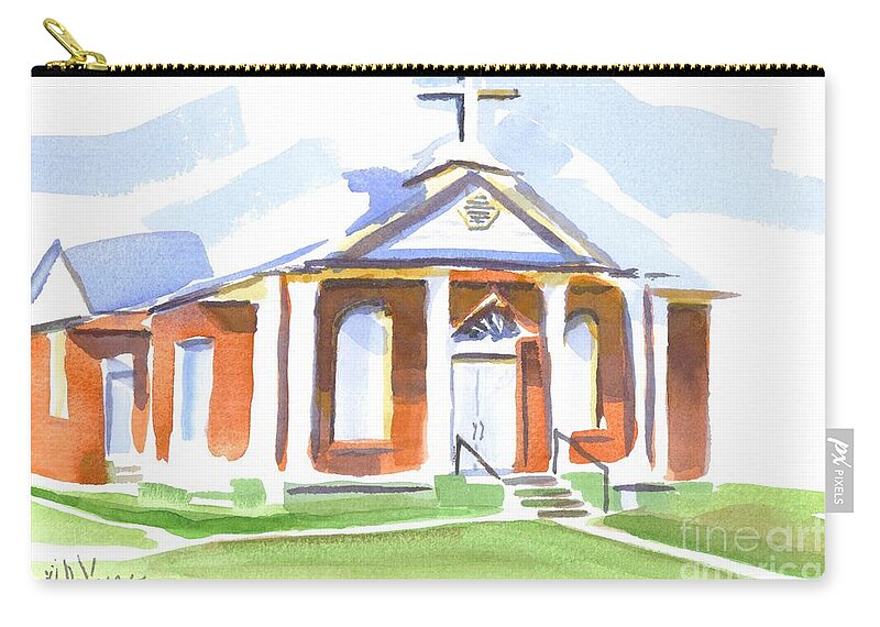 Fort Hill Methodist Church Zip Pouch featuring the painting Fort Hill Methodist Church by Kip DeVore
