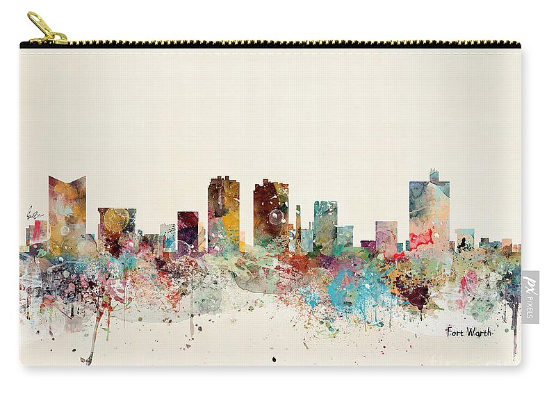 Fort Worth Zip Pouch featuring the painting Fort Worth by Bri Buckley