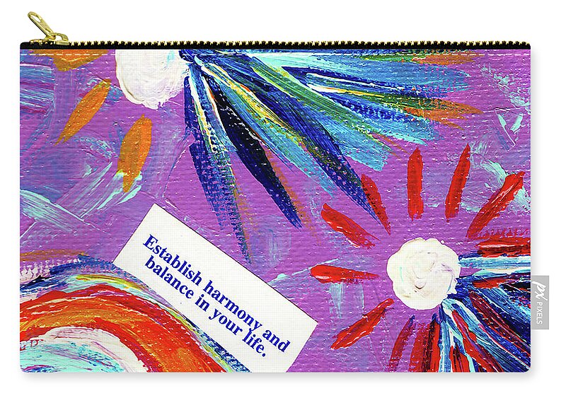 Abstract Zip Pouch featuring the mixed media Fortune Art 1 by Meghan Elizabeth
