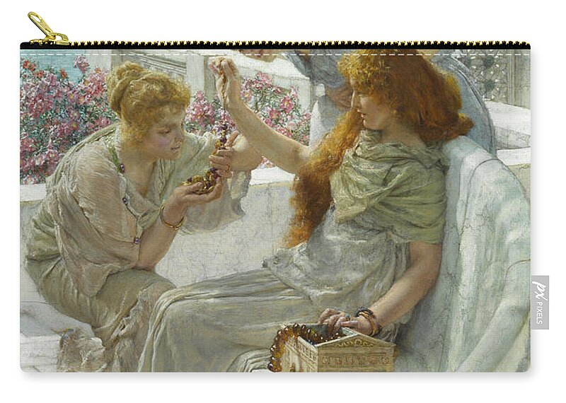 Lawrence Alma-tadema Zip Pouch featuring the painting Fortune's Favourite by Lawrence Alma-Tadema