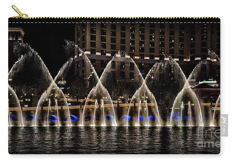 Dancing Zip Pouch featuring the photograph Fountain at Bellagio 4 by Walt Foegelle