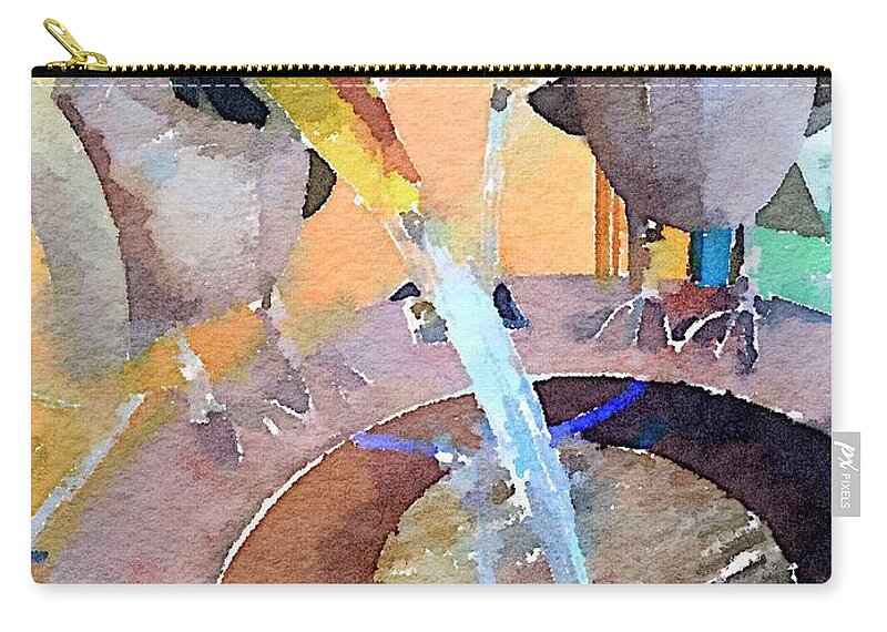 Waterlogue Zip Pouch featuring the digital art Fountain Fun by Shannon Grissom