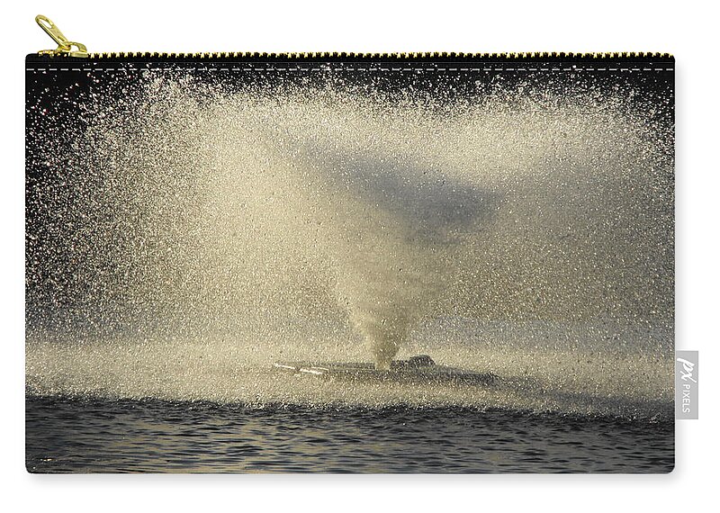 Illusion Zip Pouch featuring the photograph Fountain Tornado Illuminating the Shadow by Michael Oceanofwisdom Bidwell