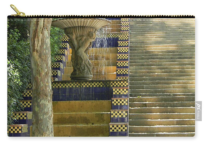 Marwan Khoury Zip Pouch featuring the photograph Fountains at Montjuic by Marwan George Khoury
