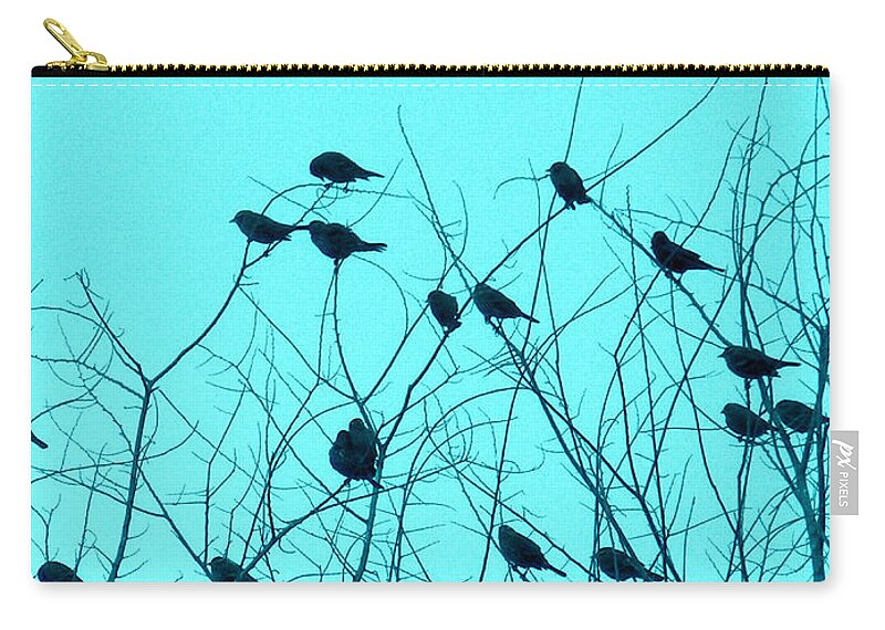 Blue Zip Pouch featuring the photograph Four and Twenty Blackbirds by Karen Wagner