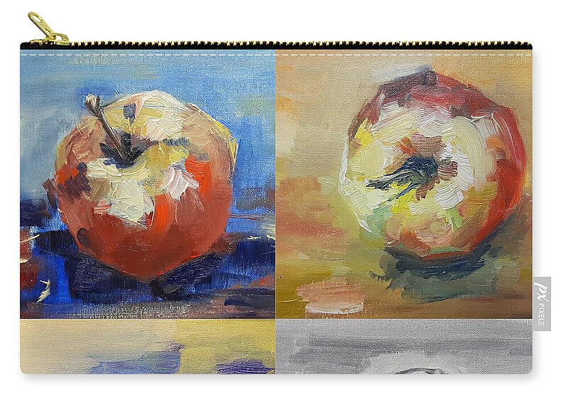 Apples Zip Pouch featuring the painting Four Apples A Day by Christel Roelandt