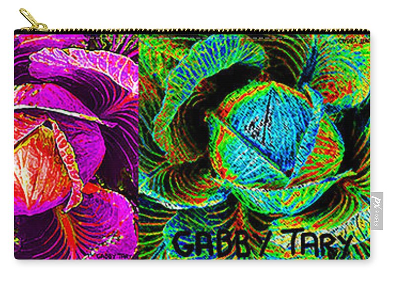 Cabbage Zip Pouch featuring the digital art Four Cabbage by Gabby Tary