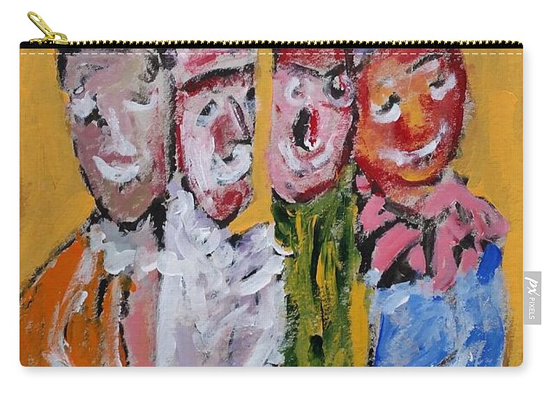 Politician Zip Pouch featuring the painting Four clowns Do we need a stability pact Satiric Paintings III by Bachmors Artist