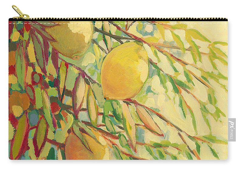 Lemon Zip Pouch featuring the painting Four Lemons by Jennifer Lommers
