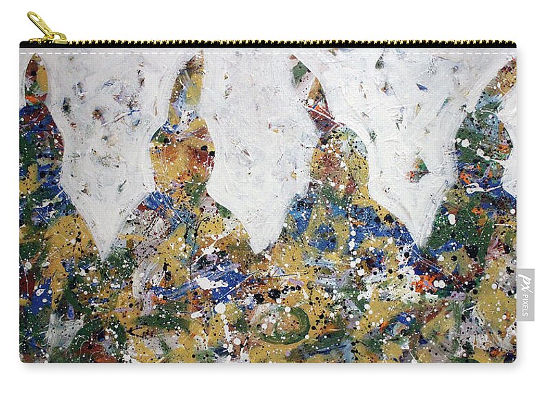 Colorful Indians Zip Pouch featuring the painting Four Little Indians by Lance Headlee