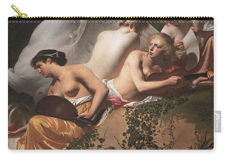 Caesar Van Everdingen Carry-all Pouch featuring the painting Four Muses and Pegasus by Caesar van Everdingen