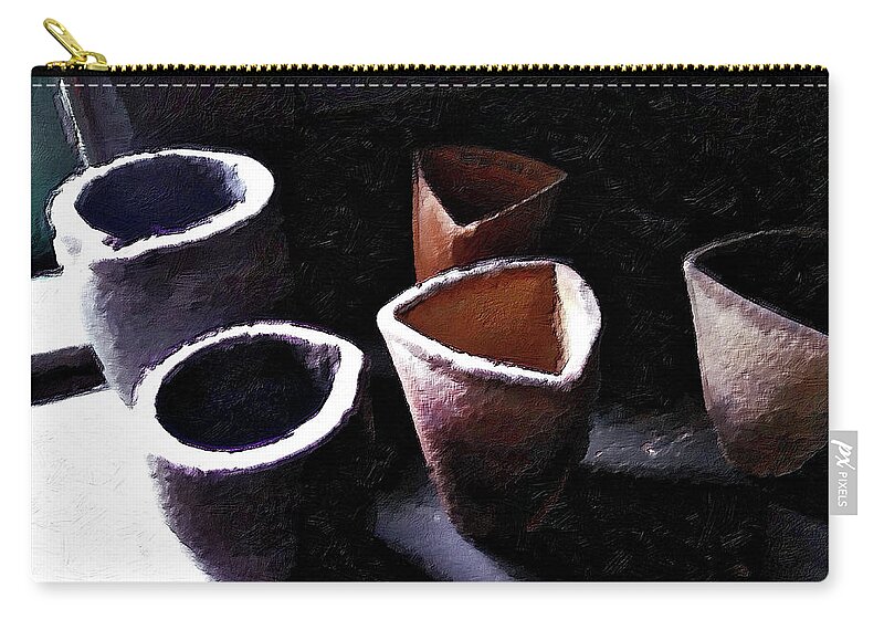 Colorful Zip Pouch featuring the painting Four of Cups by Joan Reese