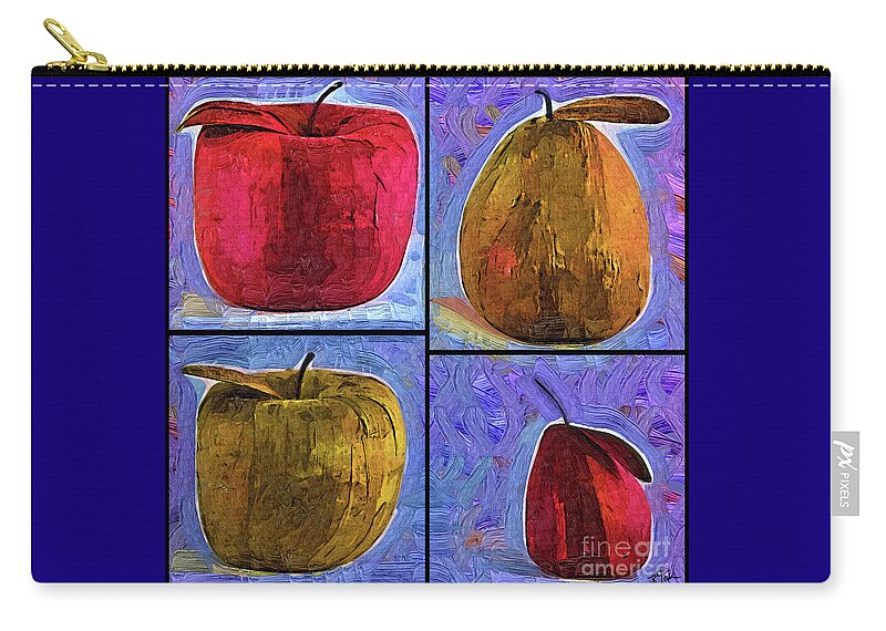 Still-life Zip Pouch featuring the digital art Four Square Fruit by Kirt Tisdale