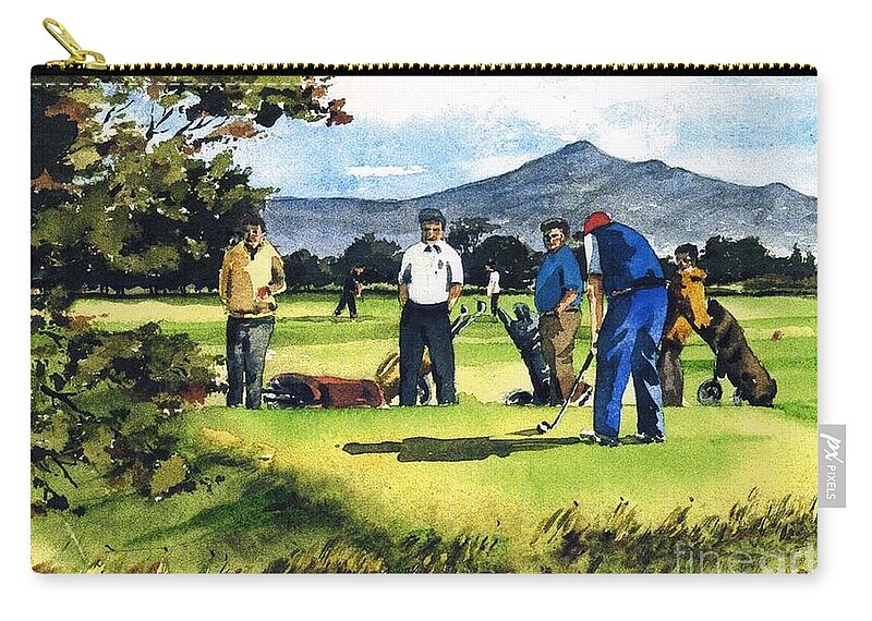 Fourball Zip Pouch featuring the painting F 763 Fourball in Bray by Val Byrne