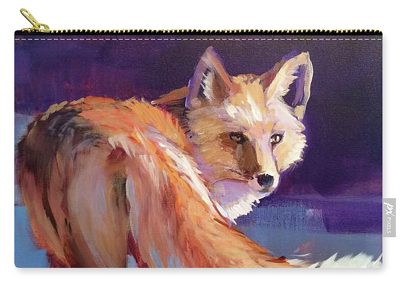 Acrylic Zip Pouch featuring the painting Fox 1 by Susan Bradbury