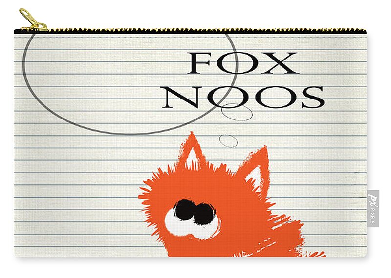 Fox Zip Pouch featuring the digital art Fox Noos by Zaira Dzhaubaeva