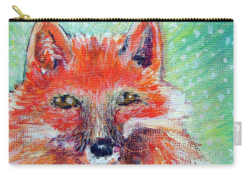 Fox Zip Pouch featuring the painting Foxy by Ashleigh Dyan Bayer