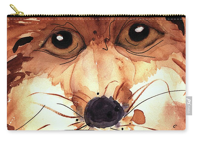 Fox Zip Pouch featuring the painting Foxy by Dawn Derman