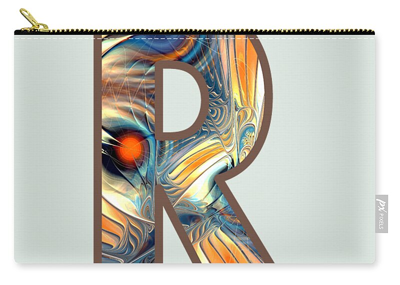 R Zip Pouch featuring the digital art Fractal - Alphabet - R is for Randomness by Anastasiya Malakhova