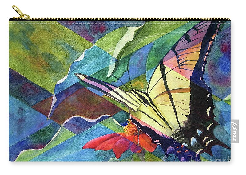 Nancy Charbeneau Zip Pouch featuring the painting Fractured Butterfly by Nancy Charbeneau