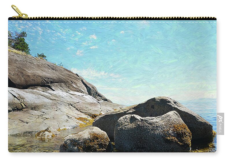 Ocean Zip Pouch featuring the photograph Francis Point - Shore by Ed Hall